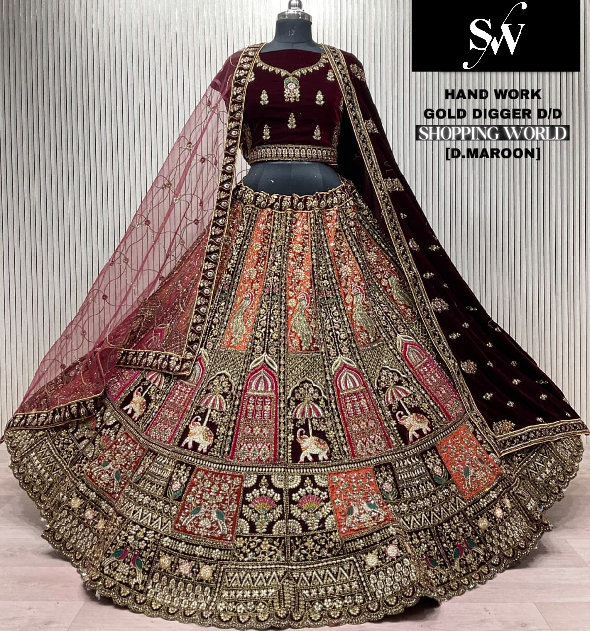 Dark Maroon Bridal Lehenga - Shopping World
