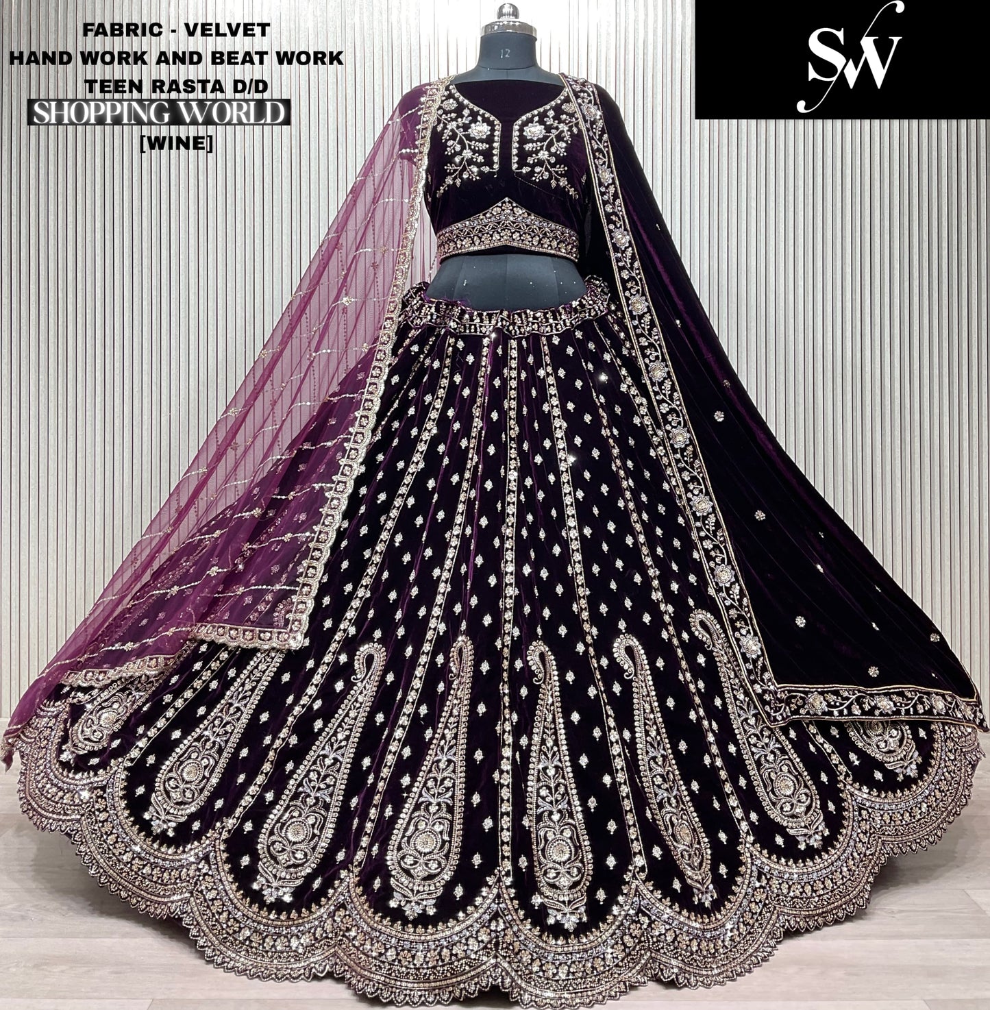 Blue Velvet Peacock Bridal Lehenga