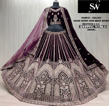 Green Velvet Bridal Lehenga