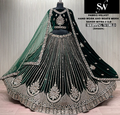Blue Velvet Bridal Lehenga