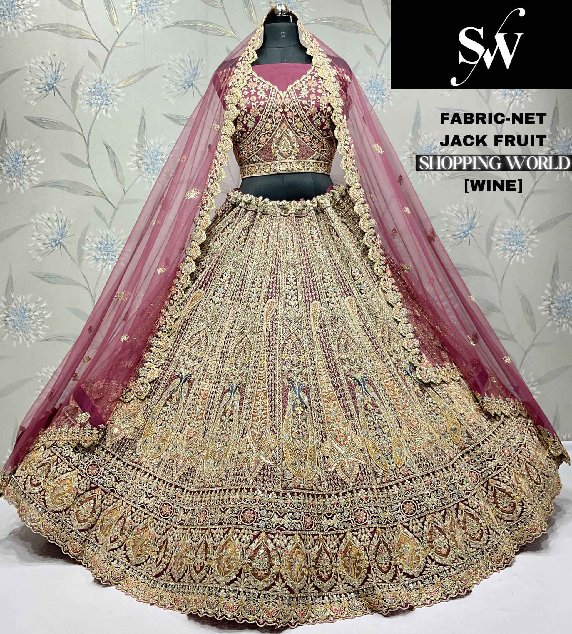 Wine Net Lehenga - Shopping World