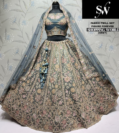 Coffee Brown Twill Net Lehenga - Shopping World