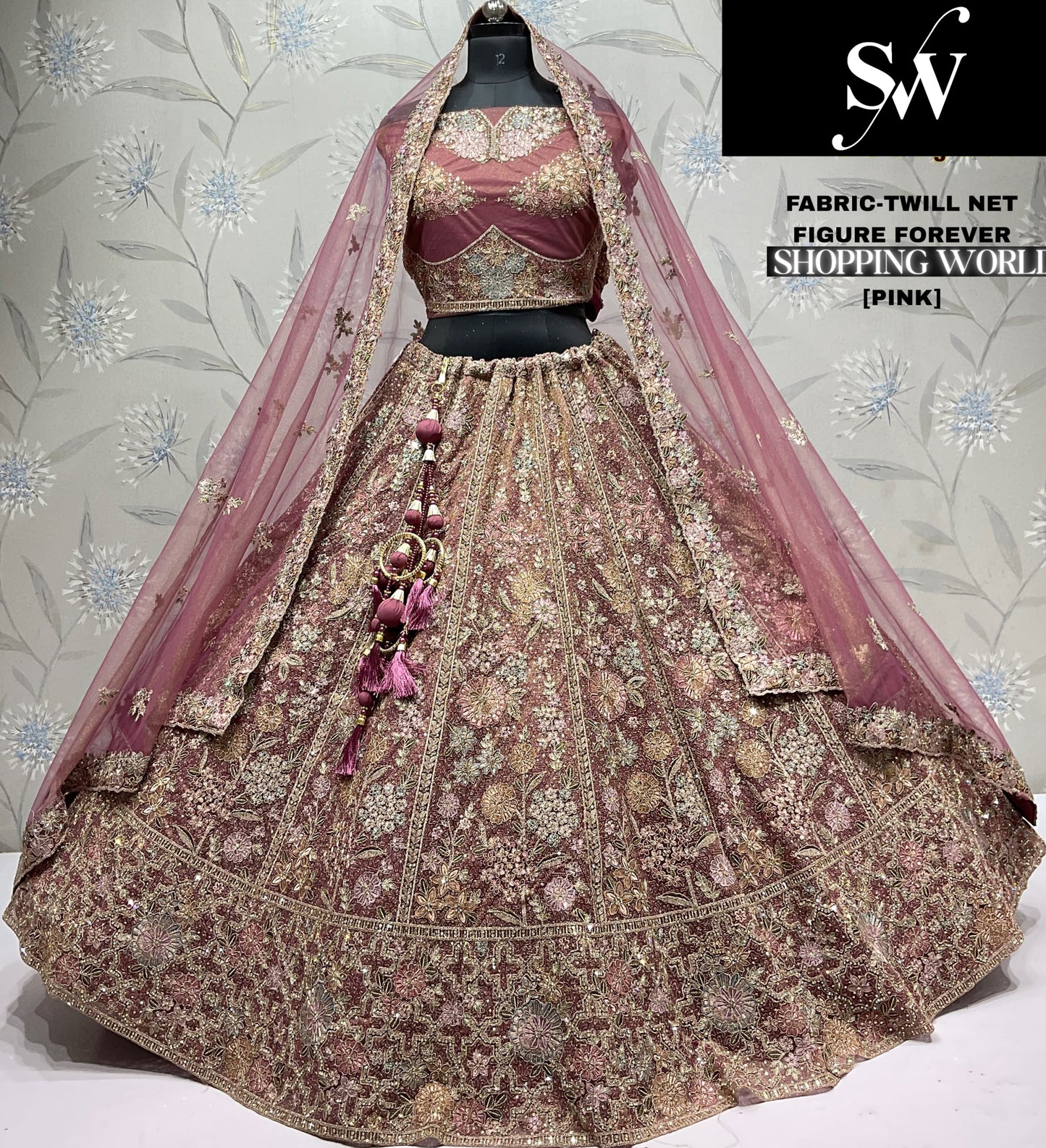 Coffee Brown Twill Net Lehenga - Shopping World