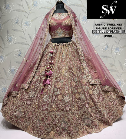 Coffee Brown Twill Net Lehenga - Shopping World