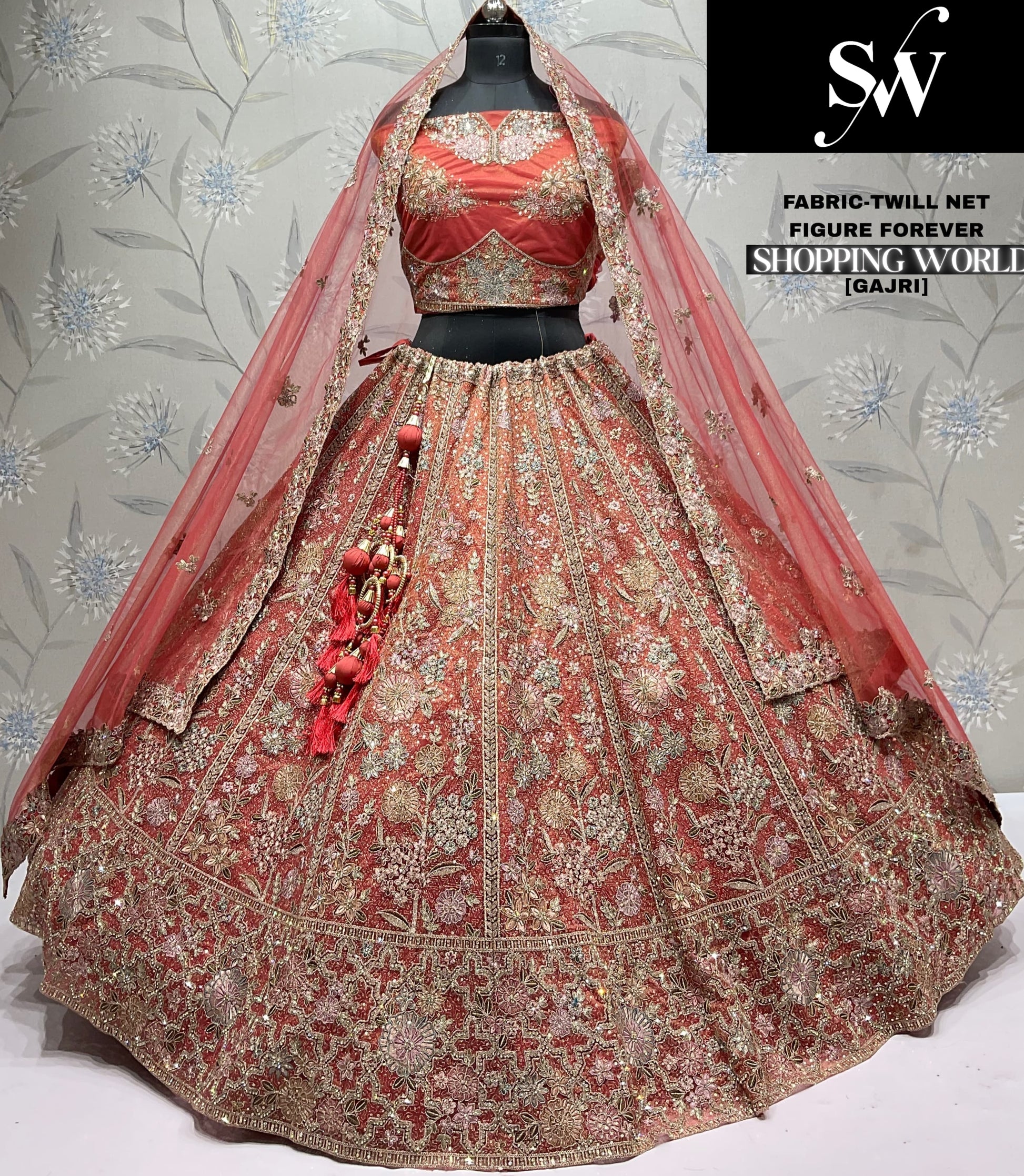 Coffee Brown Twill Net Lehenga - Shopping World