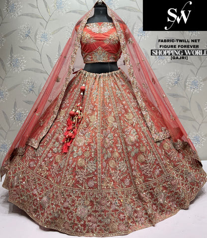 Coffee Brown Twill Net Lehenga - Shopping World