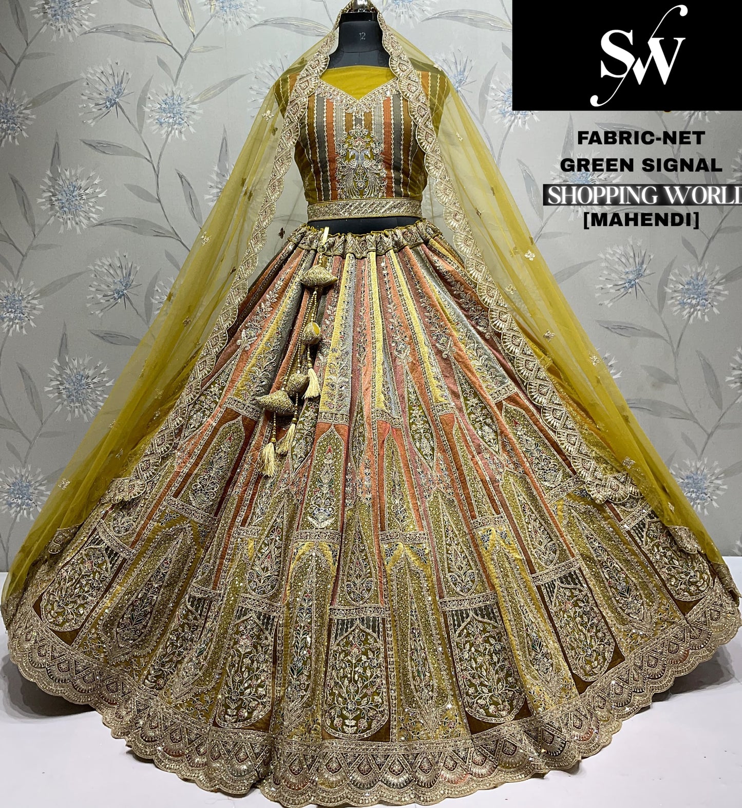 Mehendi Green Net Lehenga - Shopping World
