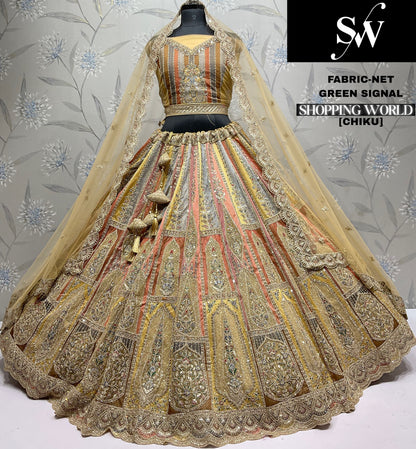 Mehendi Green Net Lehenga - Shopping World