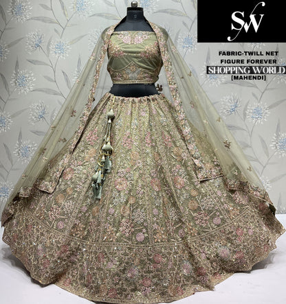 Coffee Brown Twill Net Lehenga - Shopping World