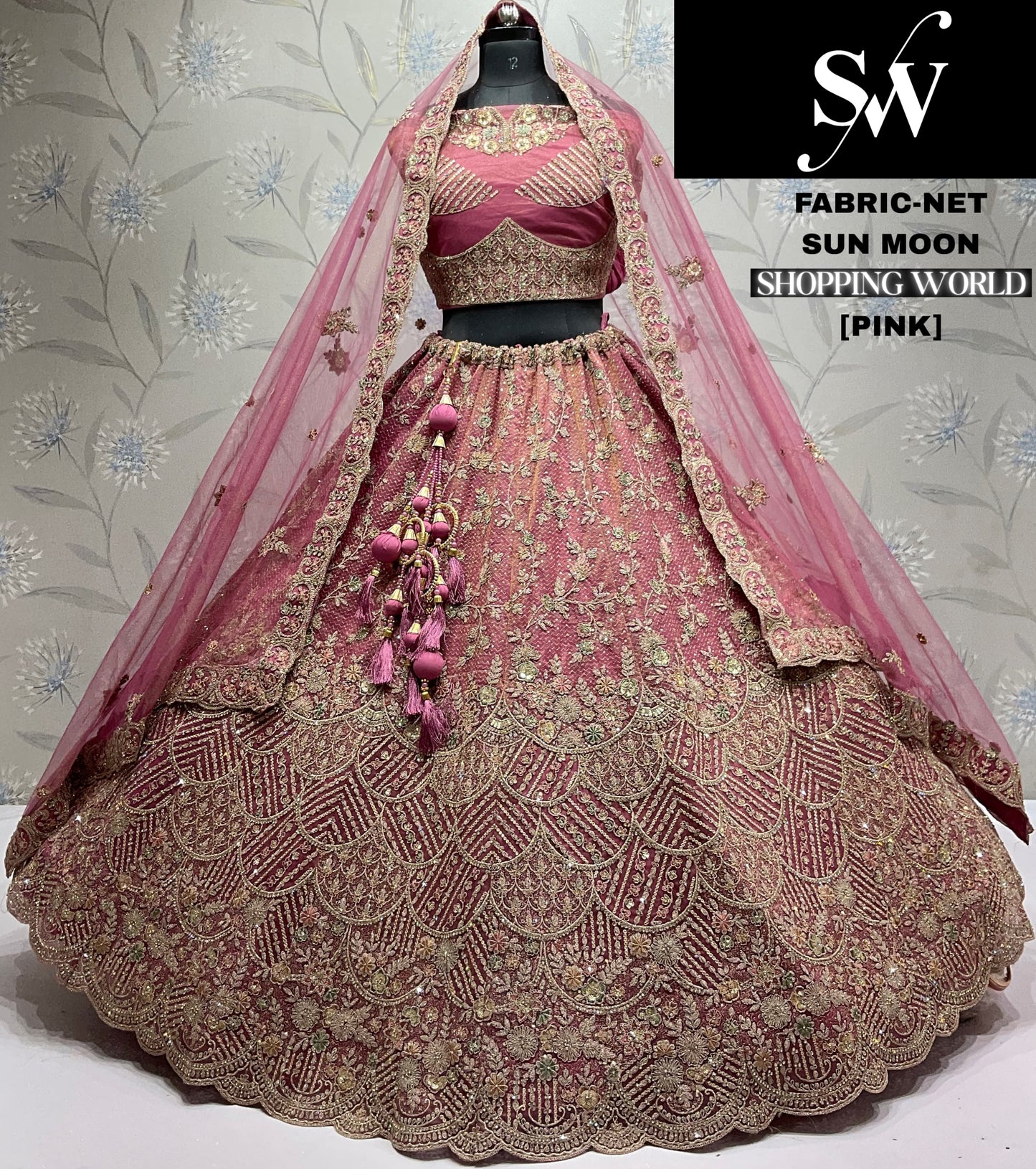 Gajri pink Net Lehenga - Shopping World