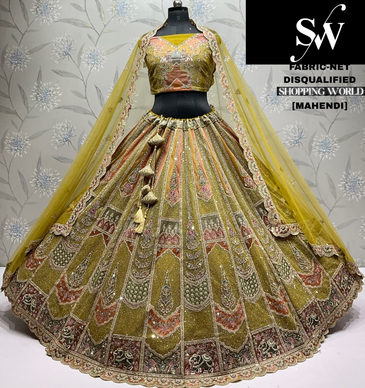 Mehendi Green Net Lehenga - Shopping World
