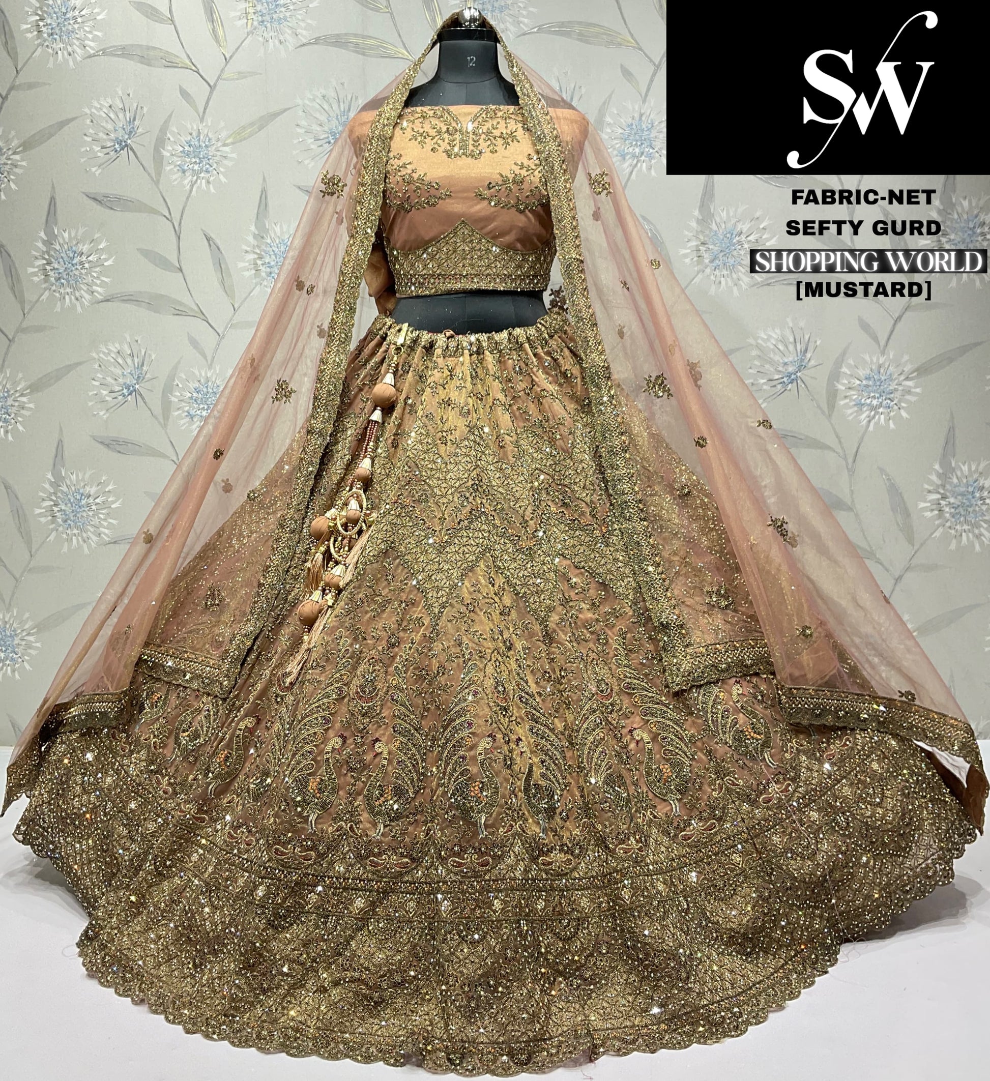 Mustard Net Lehenga - Shopping World