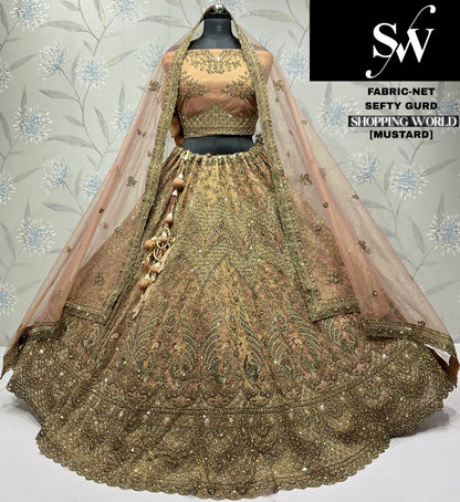 Mustard Net Lehenga - Shopping World