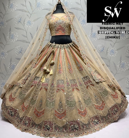 Mehendi Green Net Lehenga - Shopping World