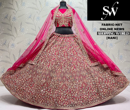 Maroon Net Lehenga - Shopping World