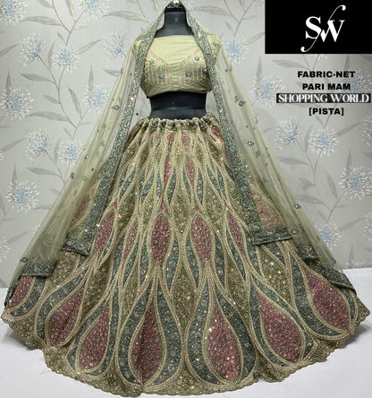 Pista Green Net Lehenga - Shopping World
