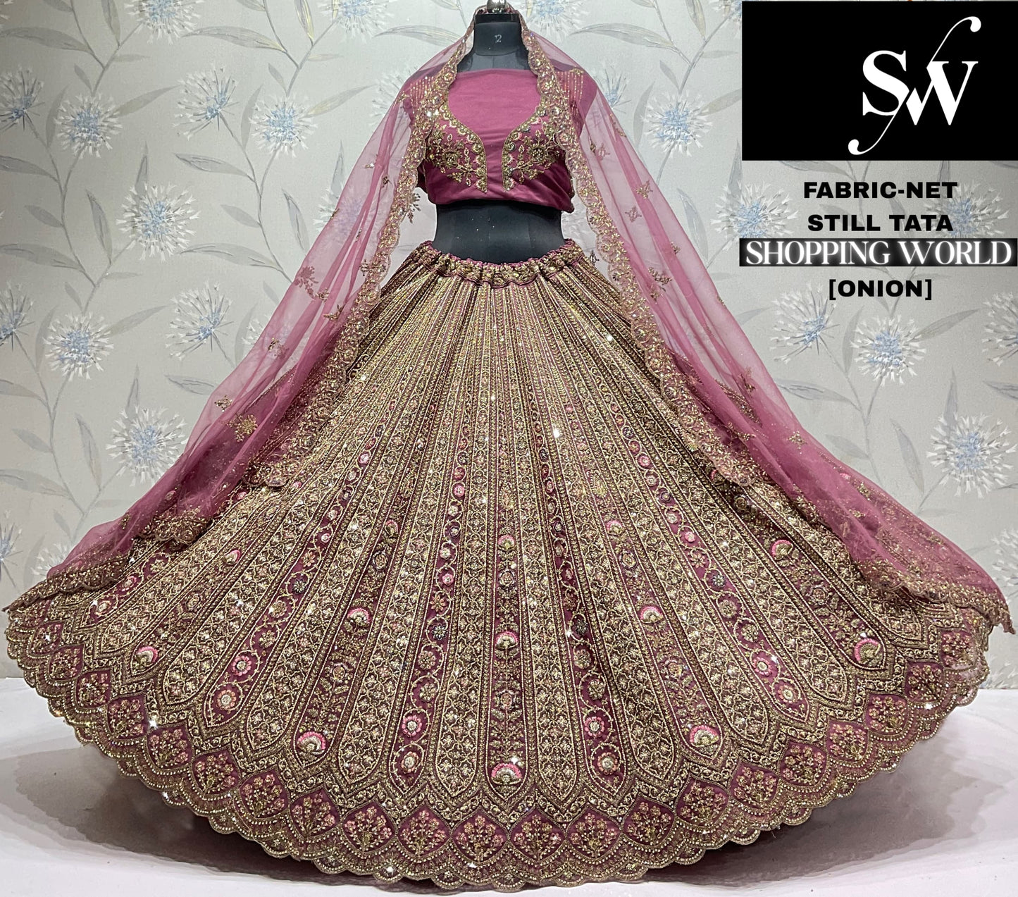 Pink Net Lehenga - Shopping World