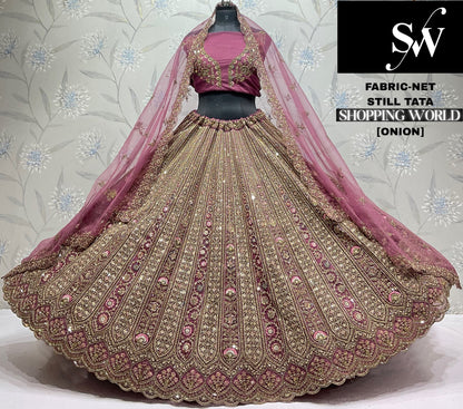 Pink Net Lehenga - Shopping World