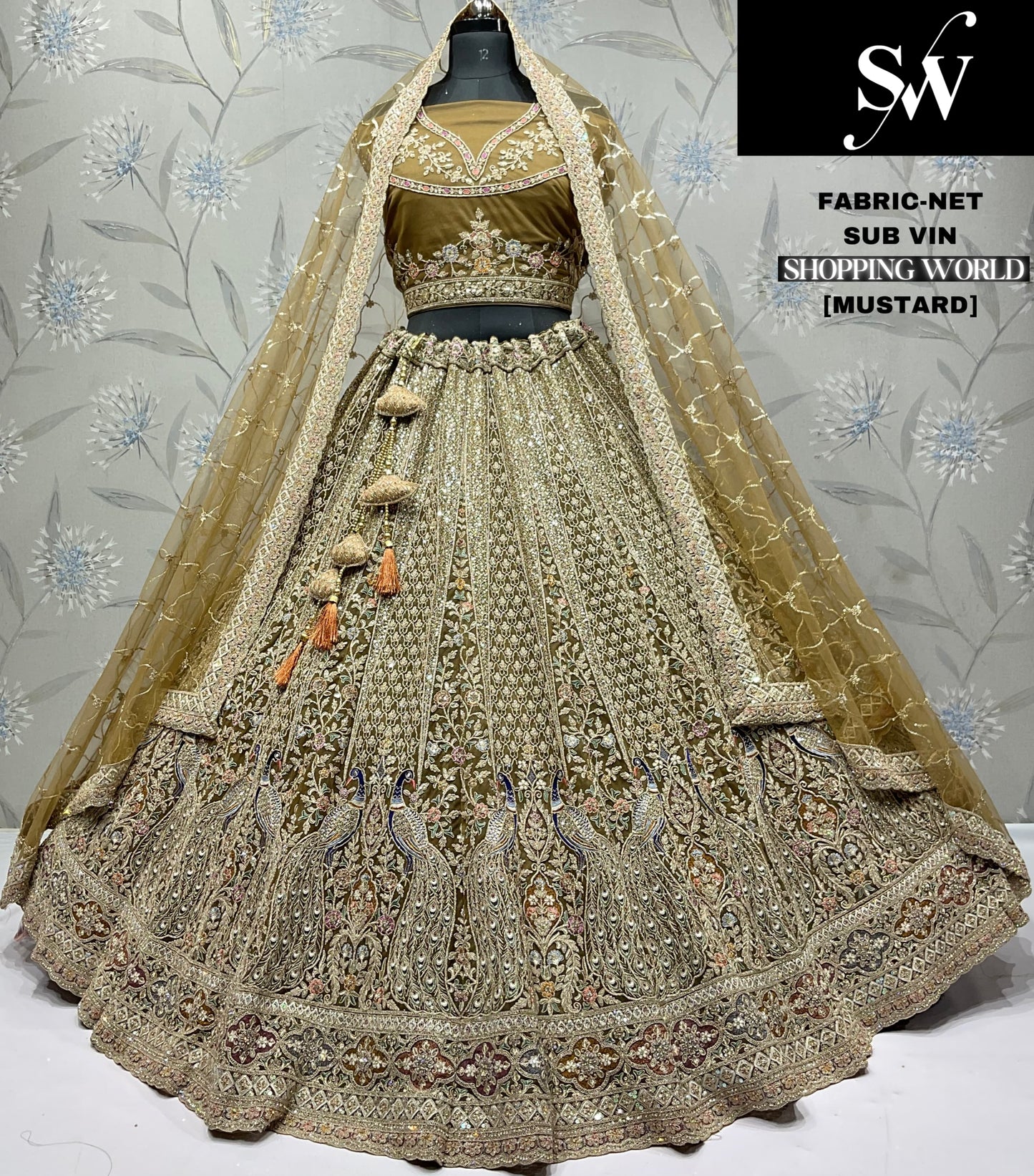 Mustard Net Lehenga