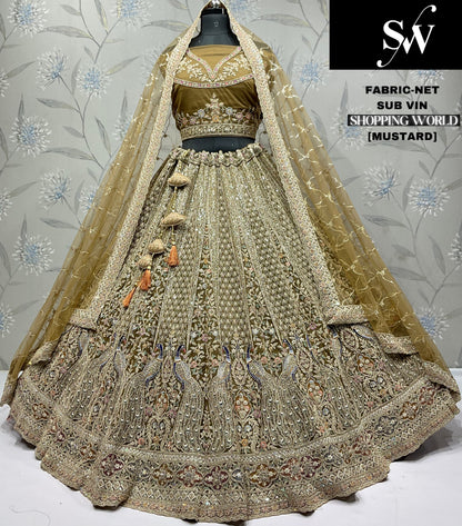 Mustard Net Lehenga