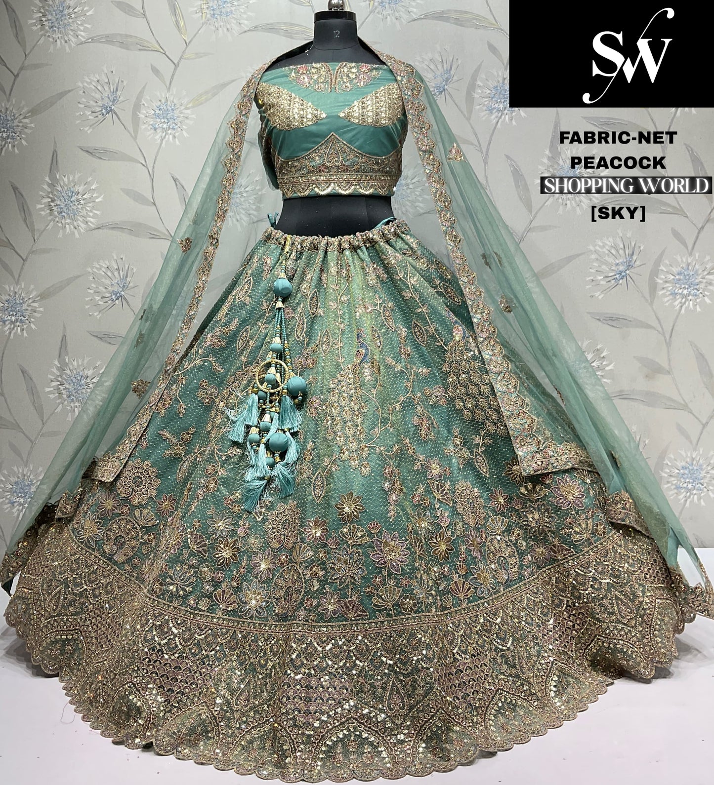 Mustard Net Lehenga
