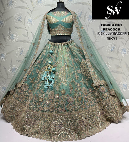 Mustard Net Lehenga
