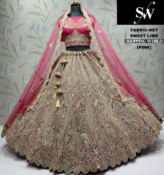 Pink Net Lehenga
