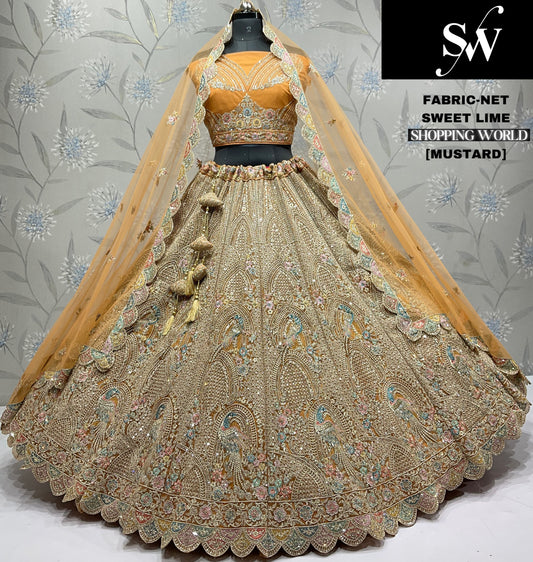 Mustard Net Lehenga