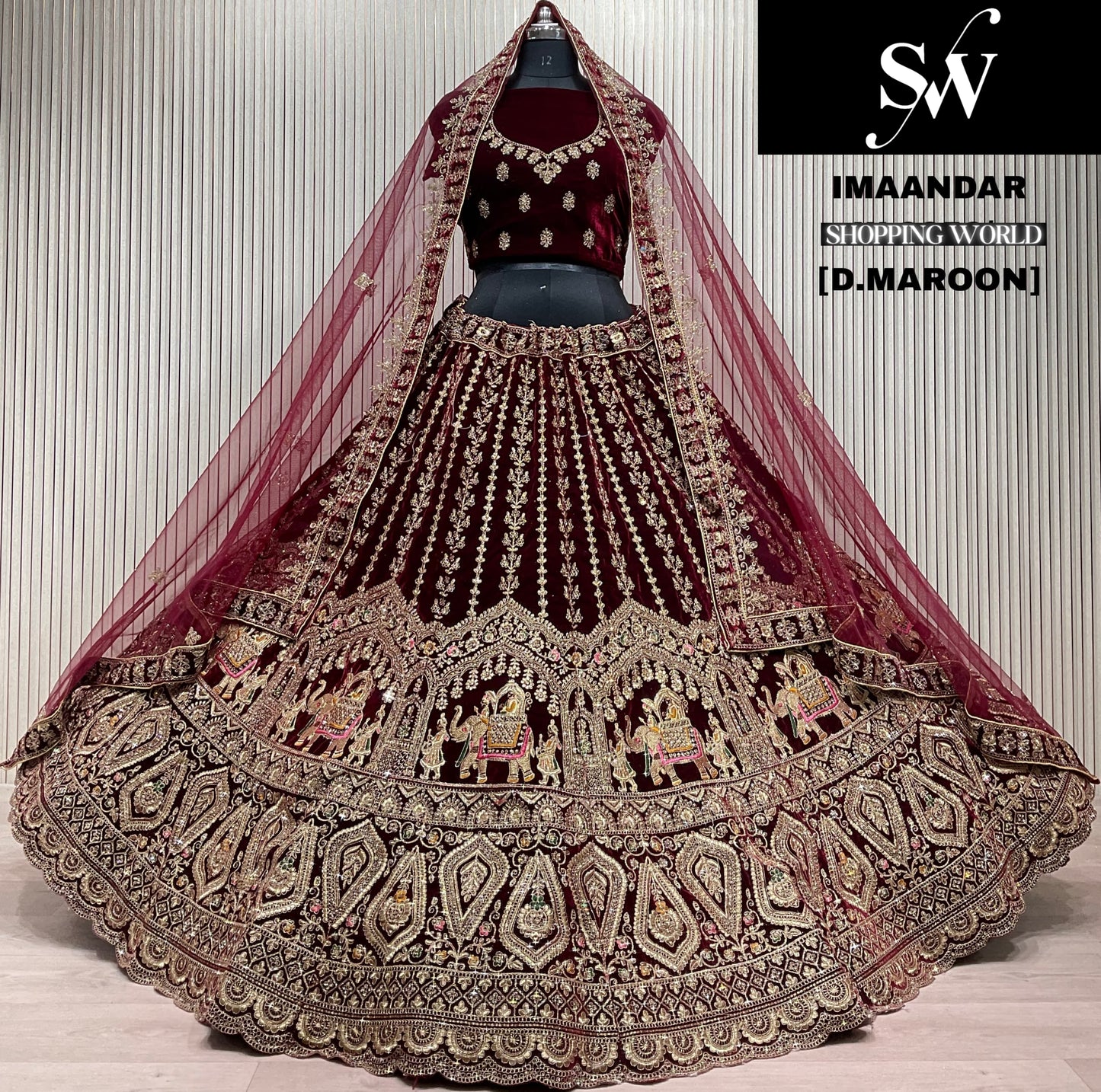 Dark Maroon Doli Barat Bridal Lehenga