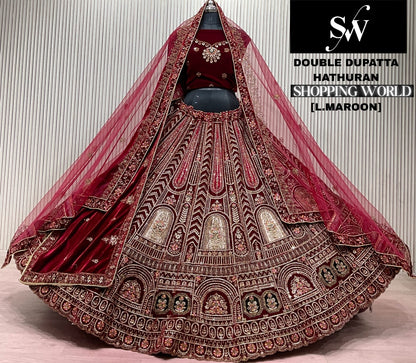 Light Maroon Double Dupatta Bridal Lehenga