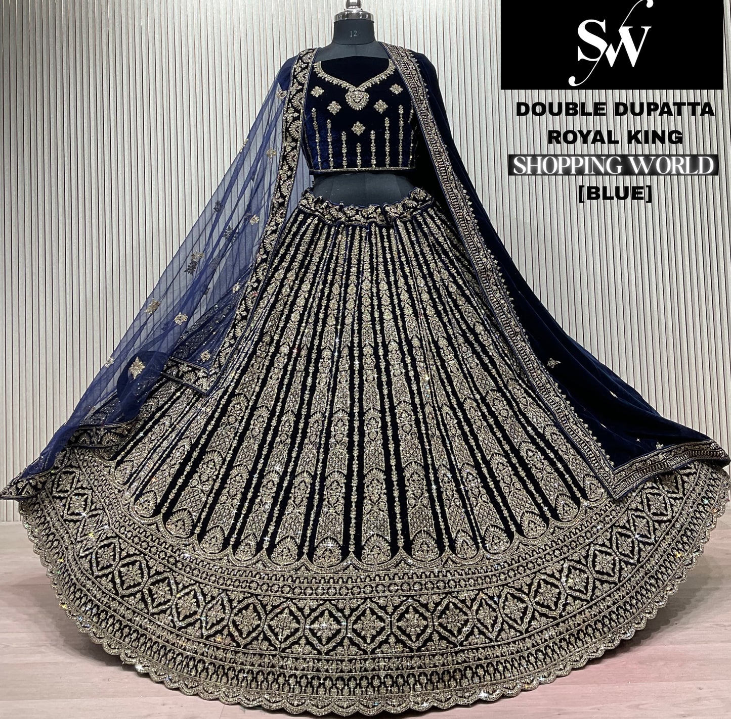 Blue Double Dupatta Bridal Lehenga