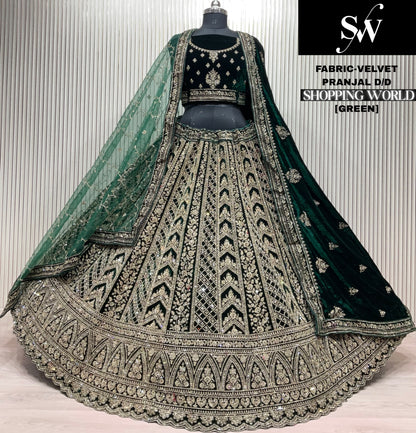 Wine Velvet Bridal Lehenga