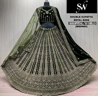 Green Double Dupatta Bridal Lehenga