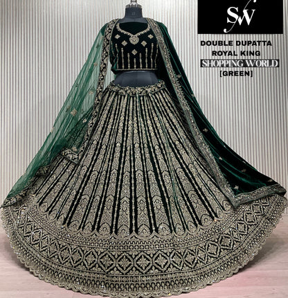 Green Double Dupatta Bridal Lehenga