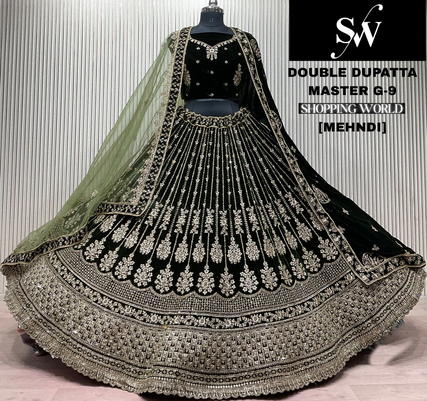 Wine Double Dupatta Bridal Lehenga