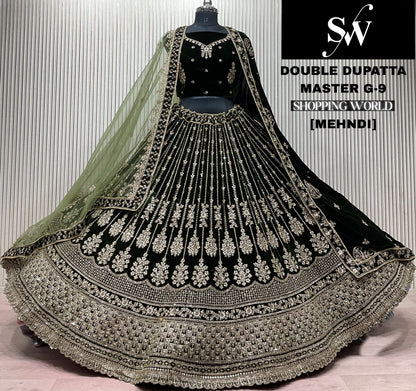 Wine Double Dupatta Bridal Lehenga
