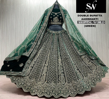 Blue Double Dupatta Bridal Lehenga
