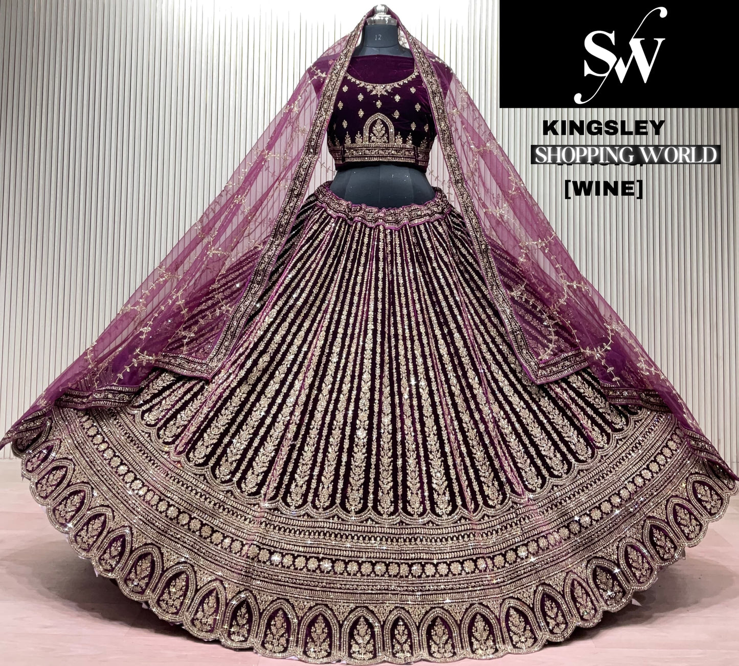 Wine Bridal Lehenga