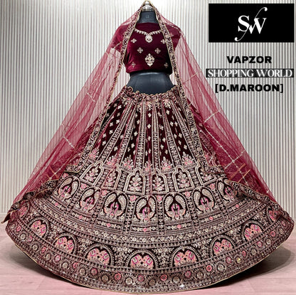 Dark Maroon Peacock Bridal Lehenga