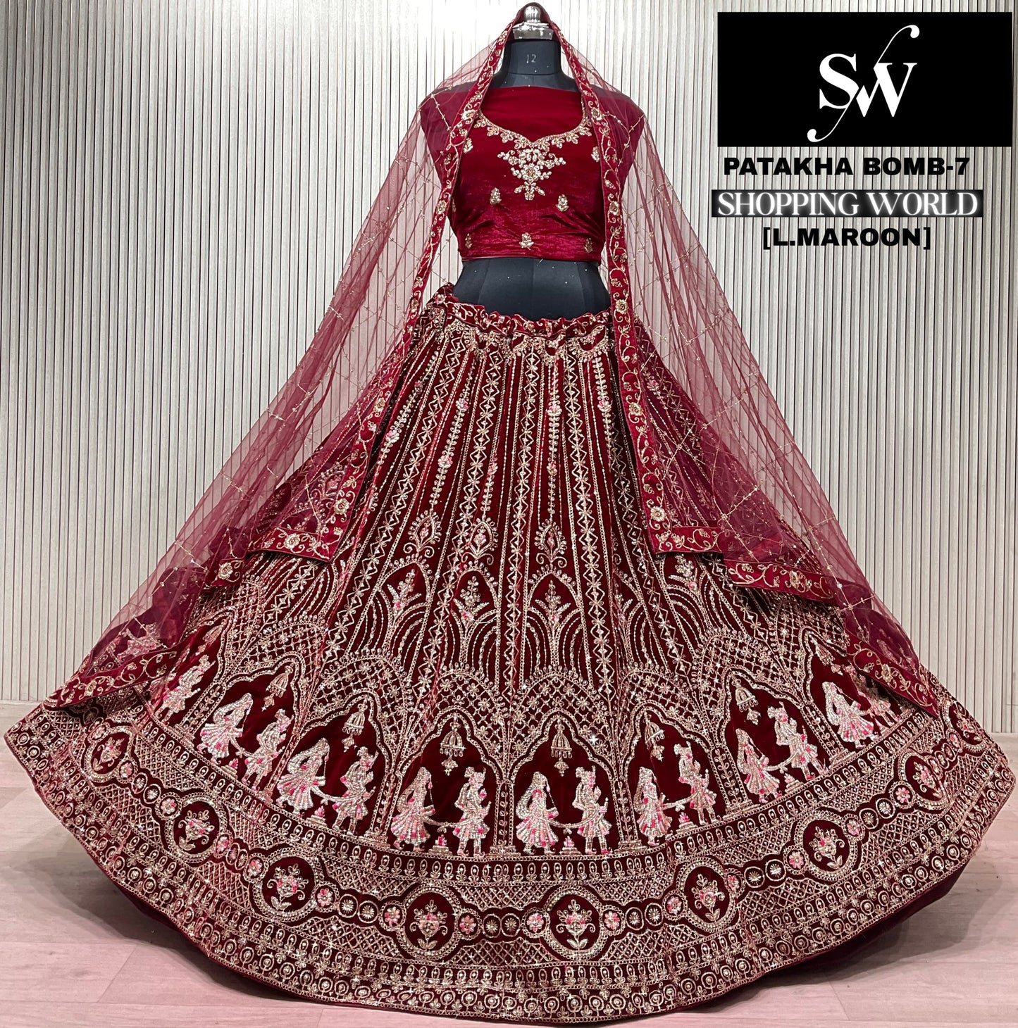 Light Maroon Doli Barat Bridal Lehenga