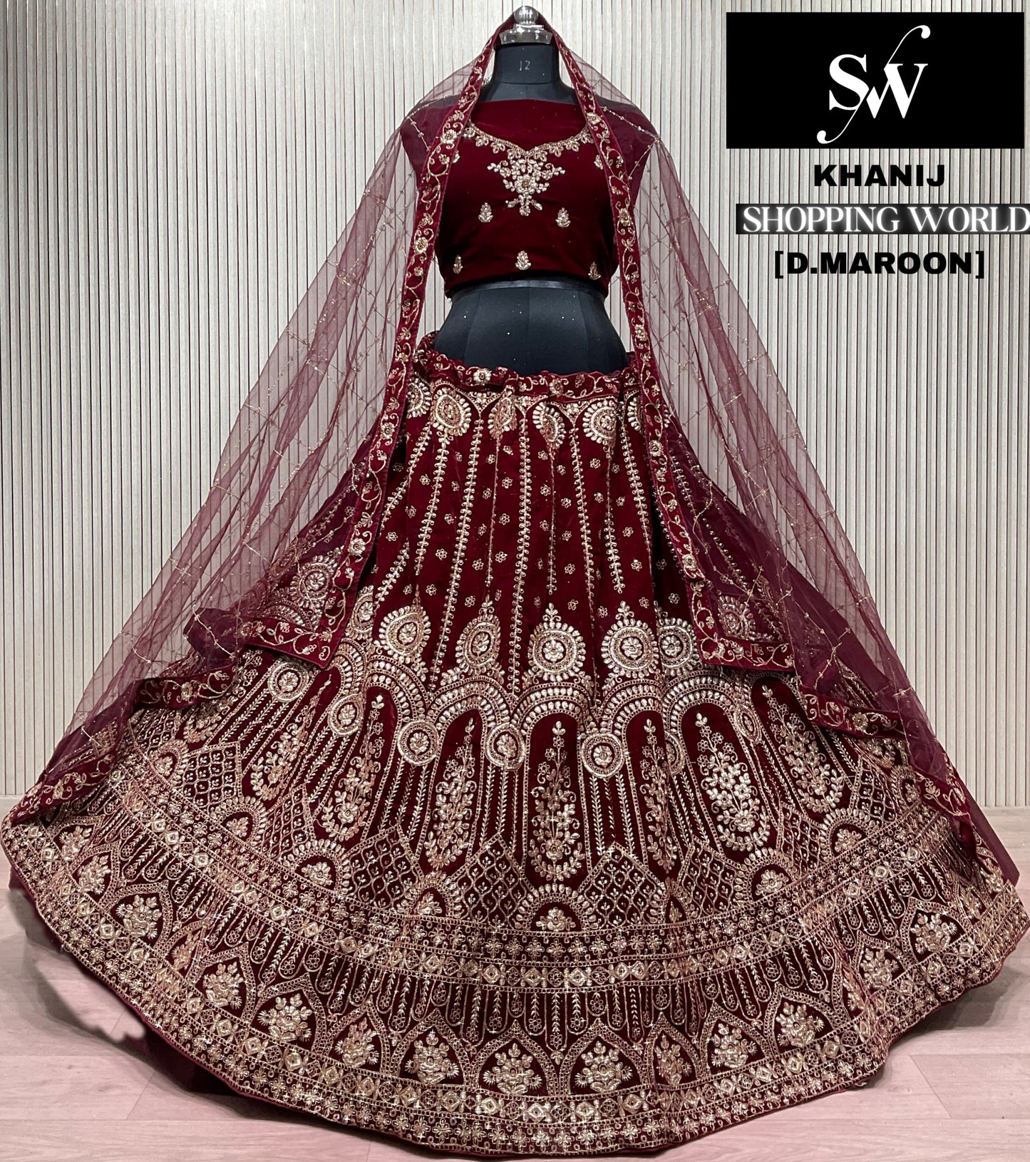 Dark Maroon Bridal Lehenga