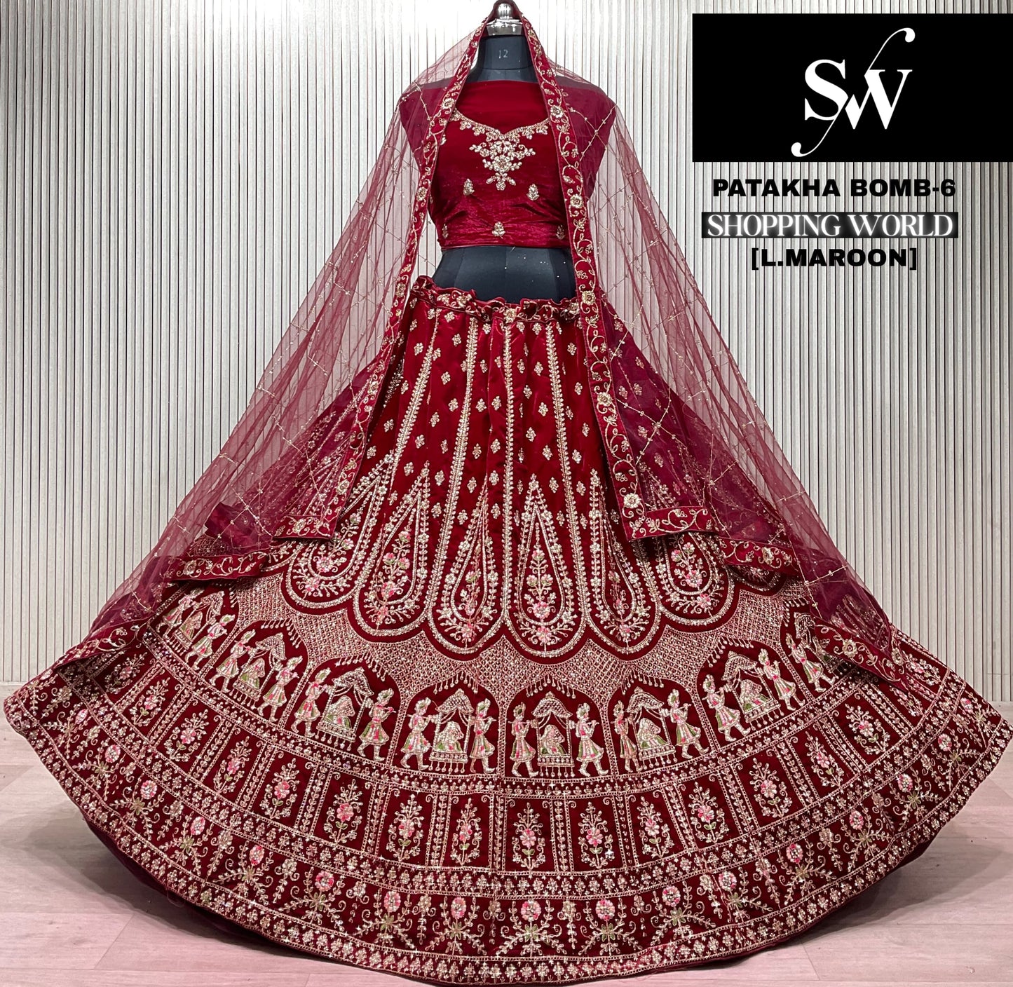 Light Maroon Doli Barat Bridal Lehenga