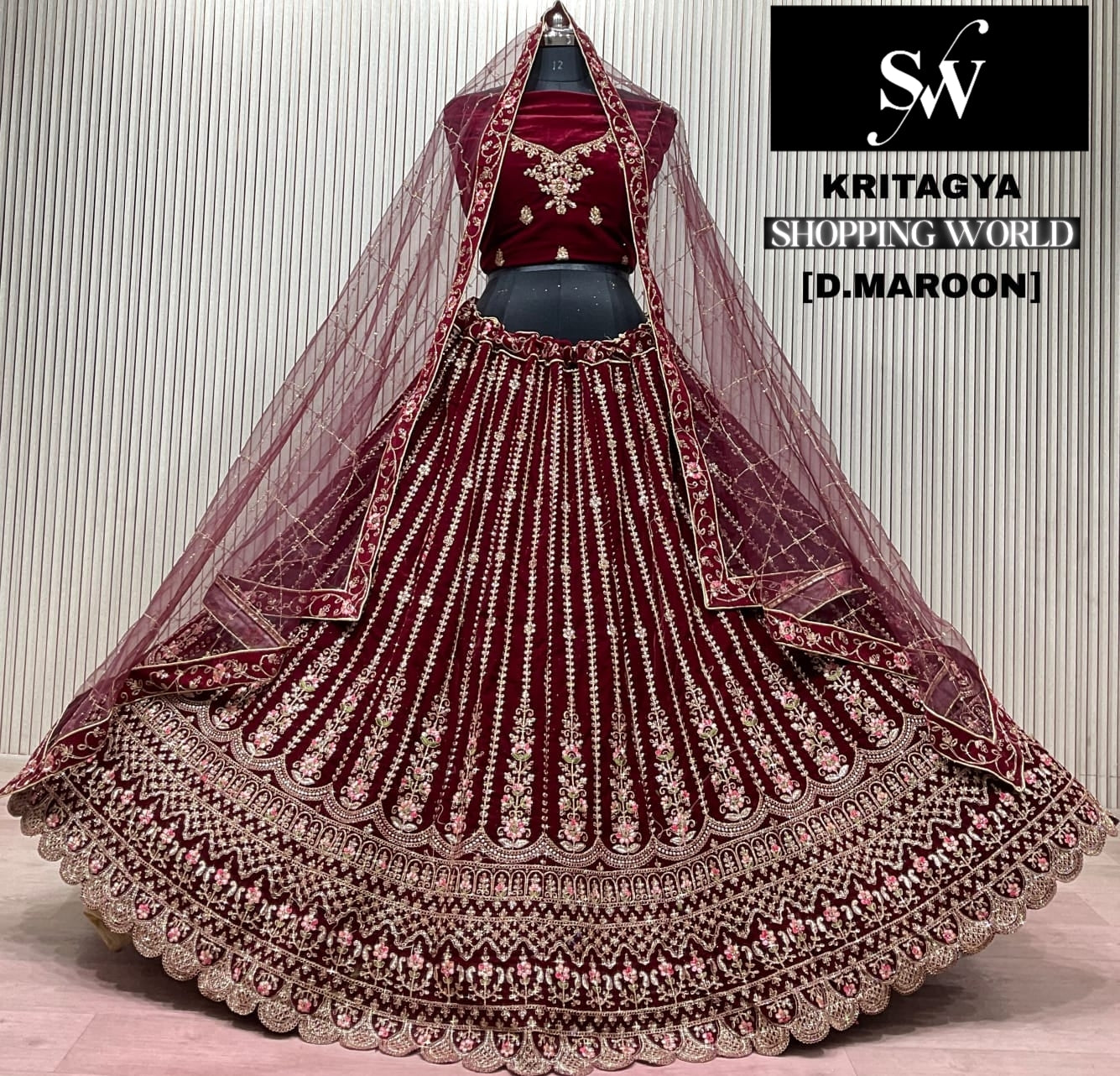 Dark Maroon Bridal Lehenga
