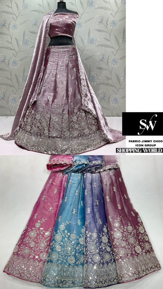 Lavender purple pink Blue Jimmy choo Lehenga - Shopping World