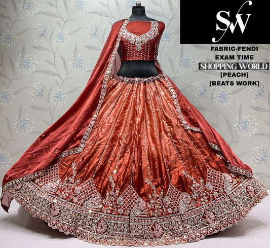Peach Fendi Lehenga
