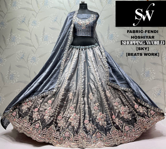 Sky Blue Fendi Lehenga
