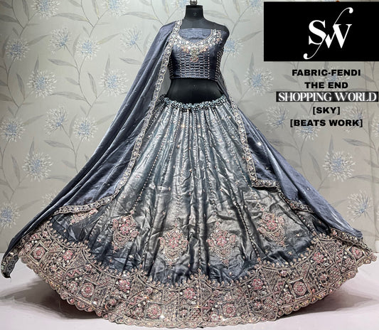 Sky Blue Fendi Lehenga