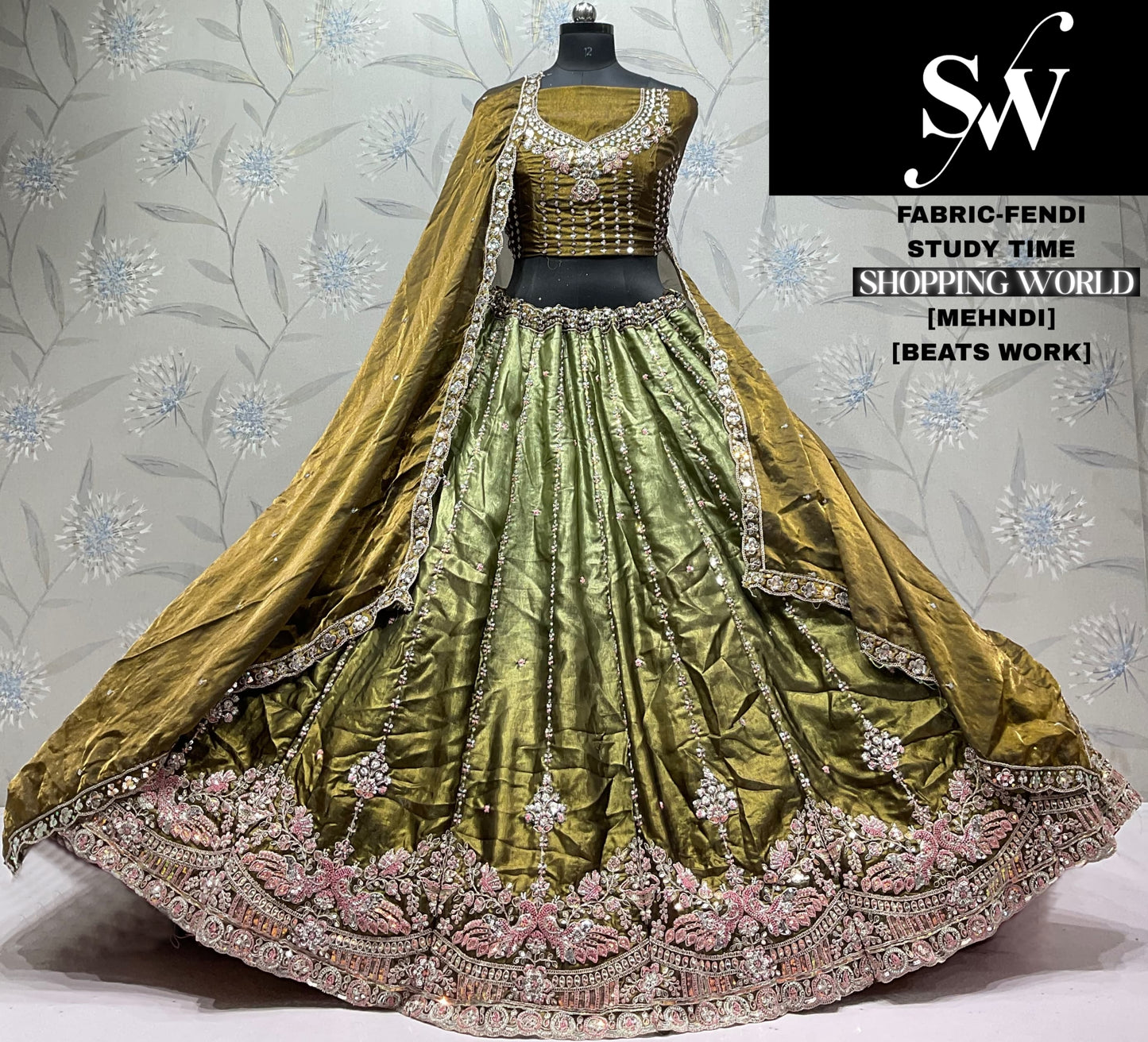 Rust Orange Peach Fendi Lehenga