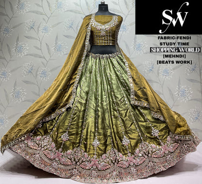 Rust Orange Peach Fendi Lehenga