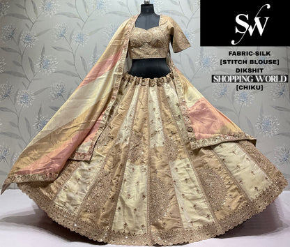 Silver Grey Sillk Crop Top Lehenga